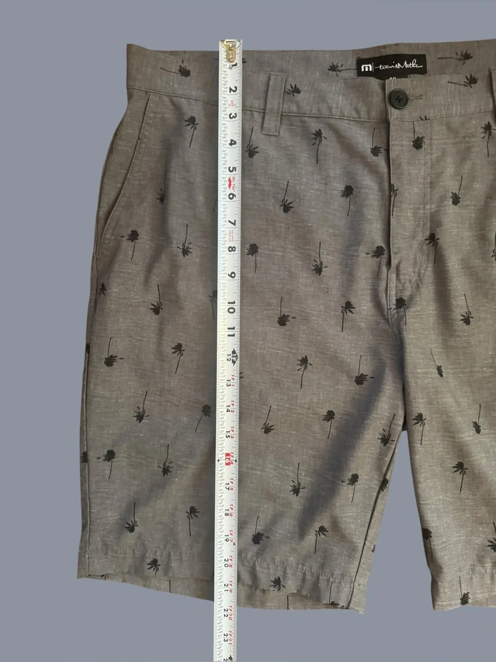TravisMathew Palm Tree Print Golf Shorts Gray Men’s Size 40 Stretch Performance